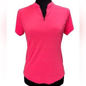 Woman's Slazenger Vibrant Pink Short Sleeve Quarter Zip Golf Tee Size XS